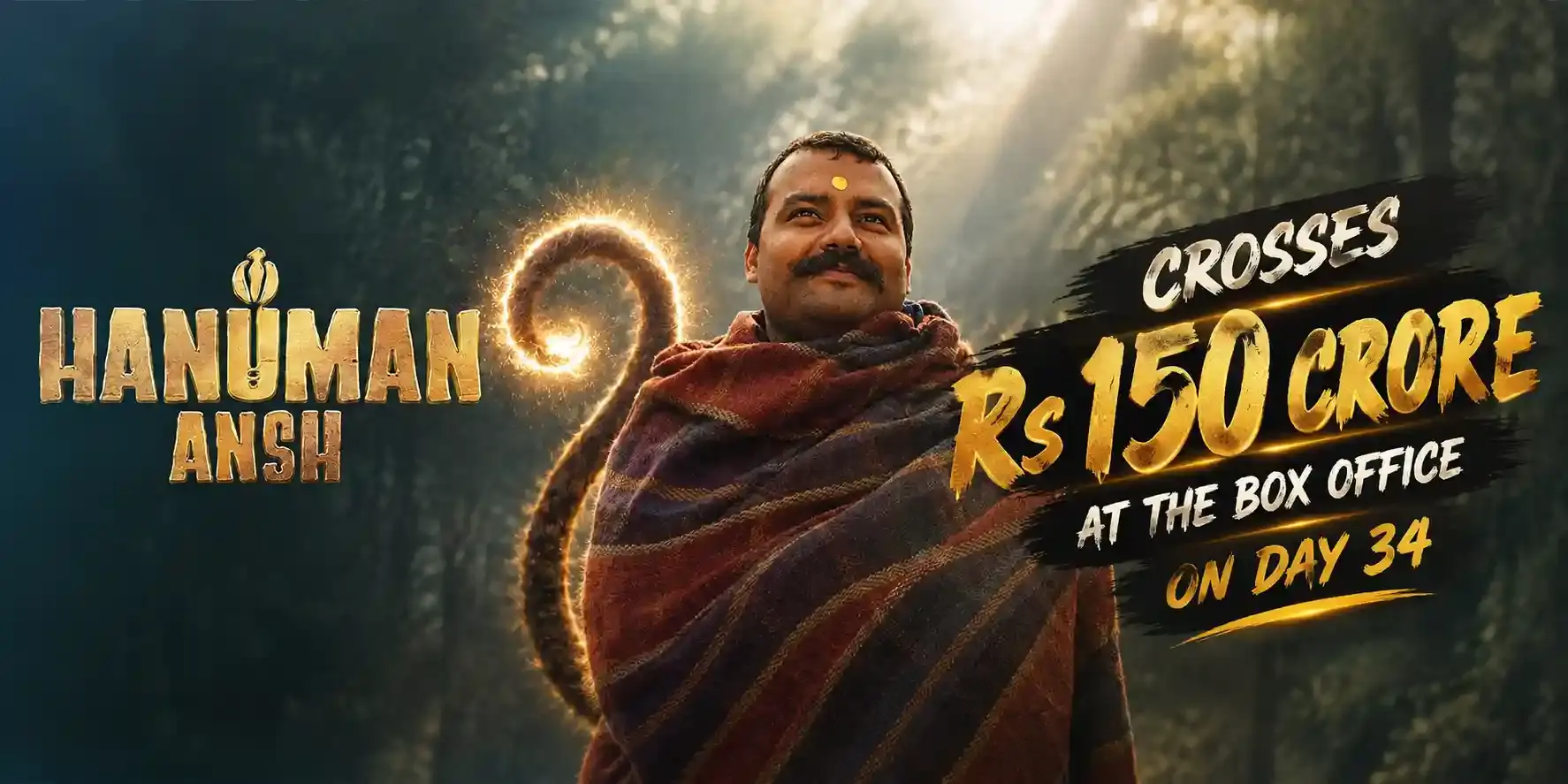 Hanuman Ansh box office graphic announcing Rs 150 crore crossed on Day 34
