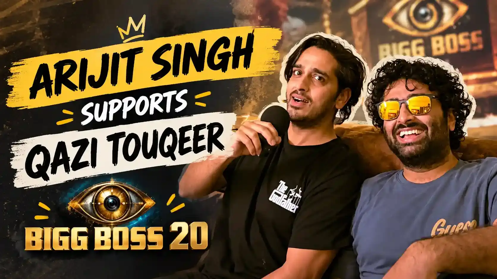 Bigg Boss 20 cover graphic of Arijit Singh supporting contestant Qazi Touqeer