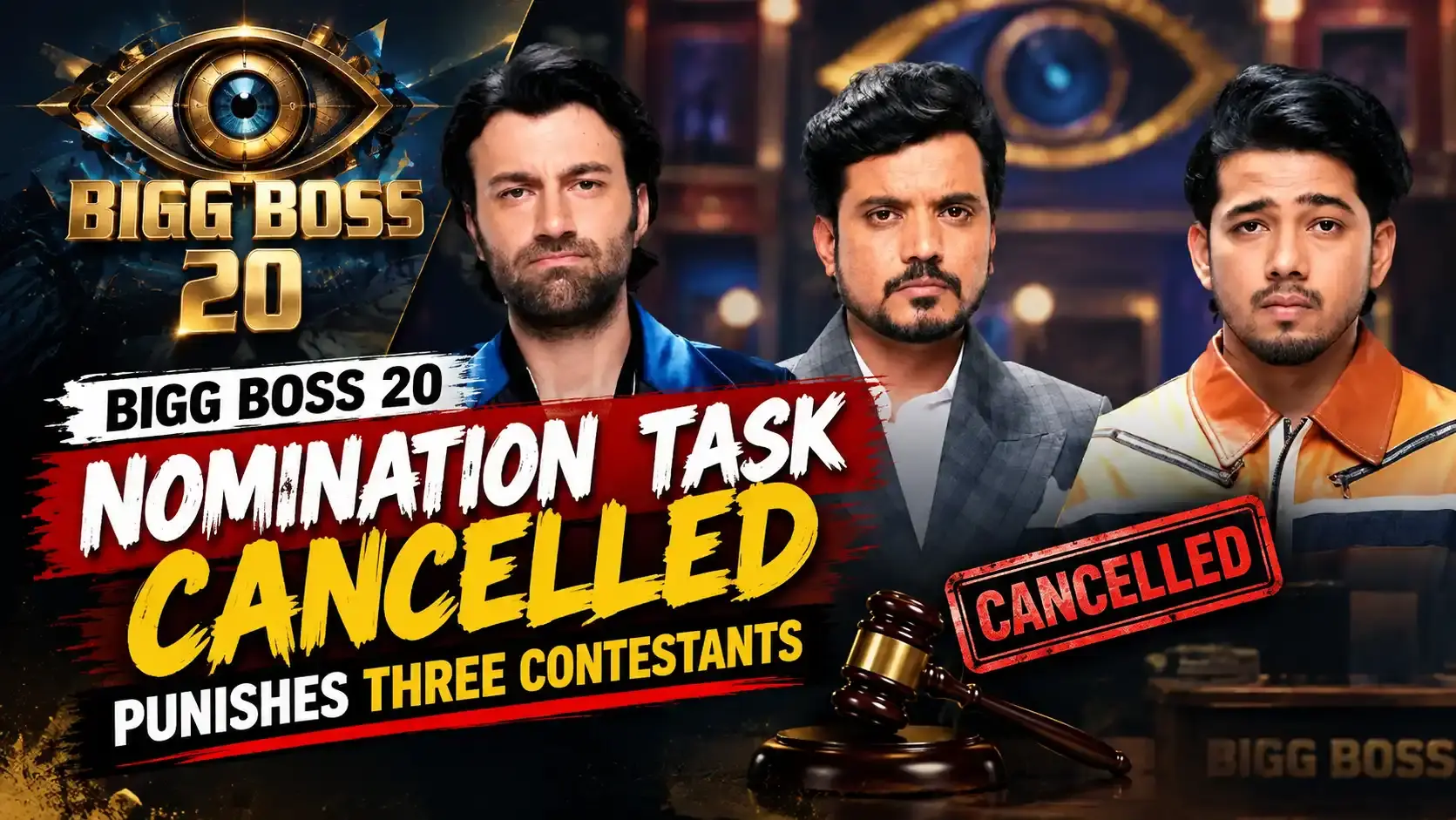 Bigg Boss 20 graphic covering the cancelled Week 2 nomination task and punishment